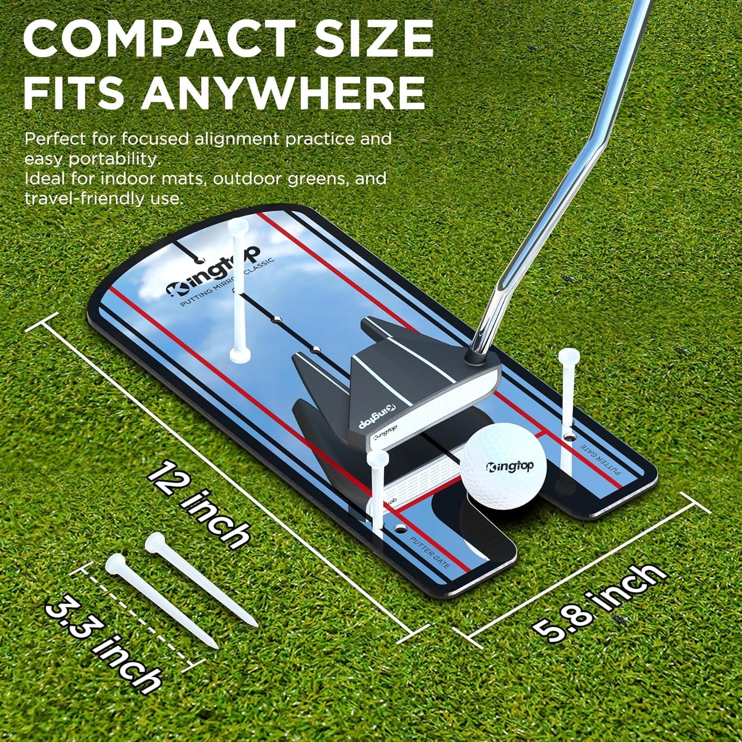 Golf Putting Mirror - Alignment Putting Training Aids for Consistency & Accuracy - Ideal for Indoor | Outdoor Practice, with Carry Bag and Golf Tees