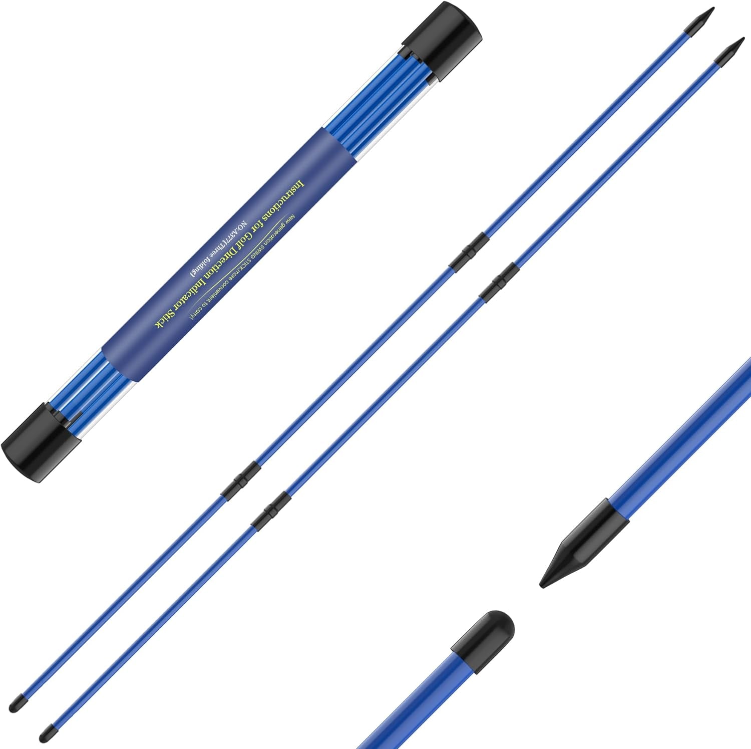 Upgrade Your Golf Game: 48" Collapsible Alignment Sticks - 2 Pack Training Aid for Perfect Aiming and Putting, Includes Clear Tube Case