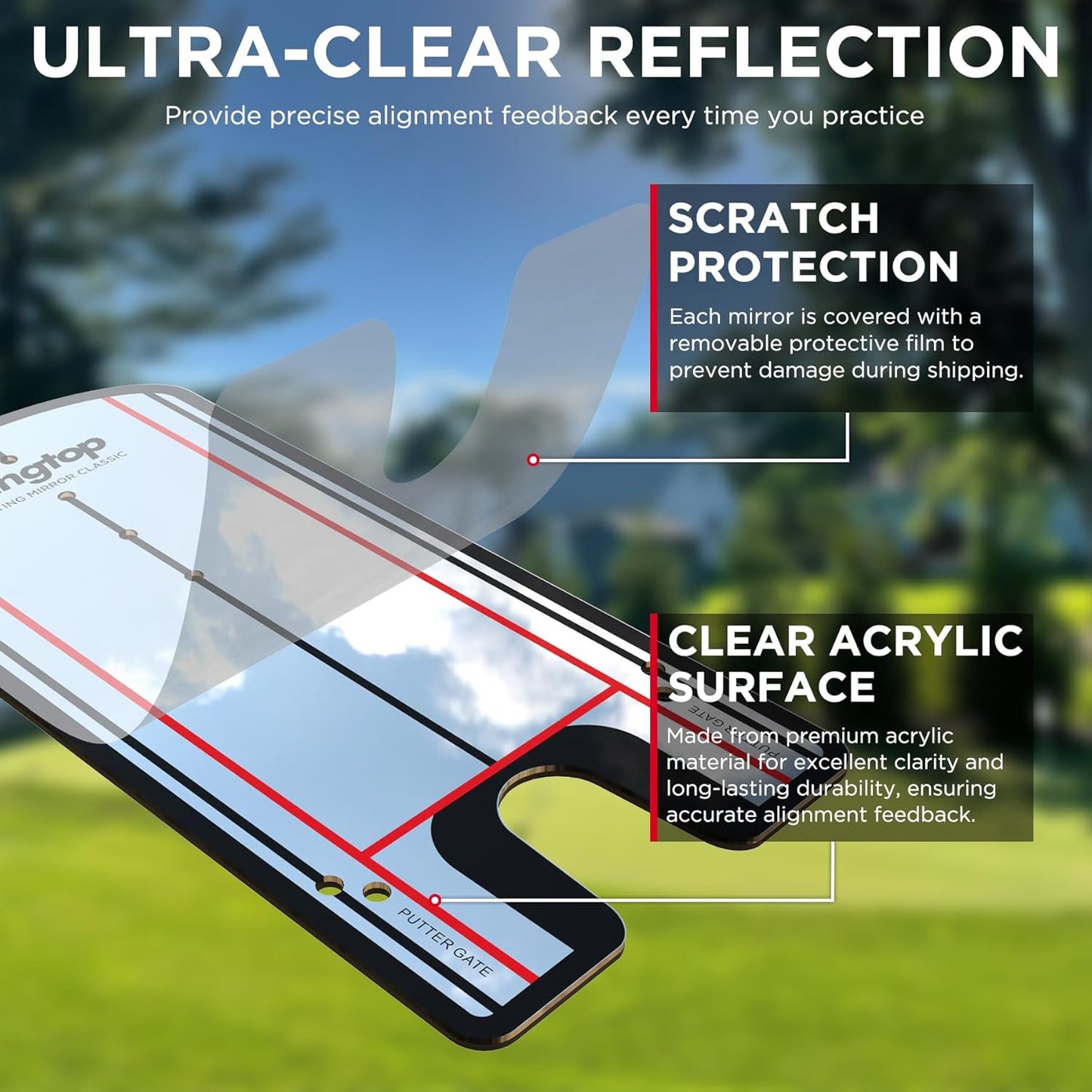 Golf Putting Mirror - Alignment Putting Training Aids for Consistency & Accuracy - Ideal for Indoor | Outdoor Practice, with Carry Bag and Golf Tees