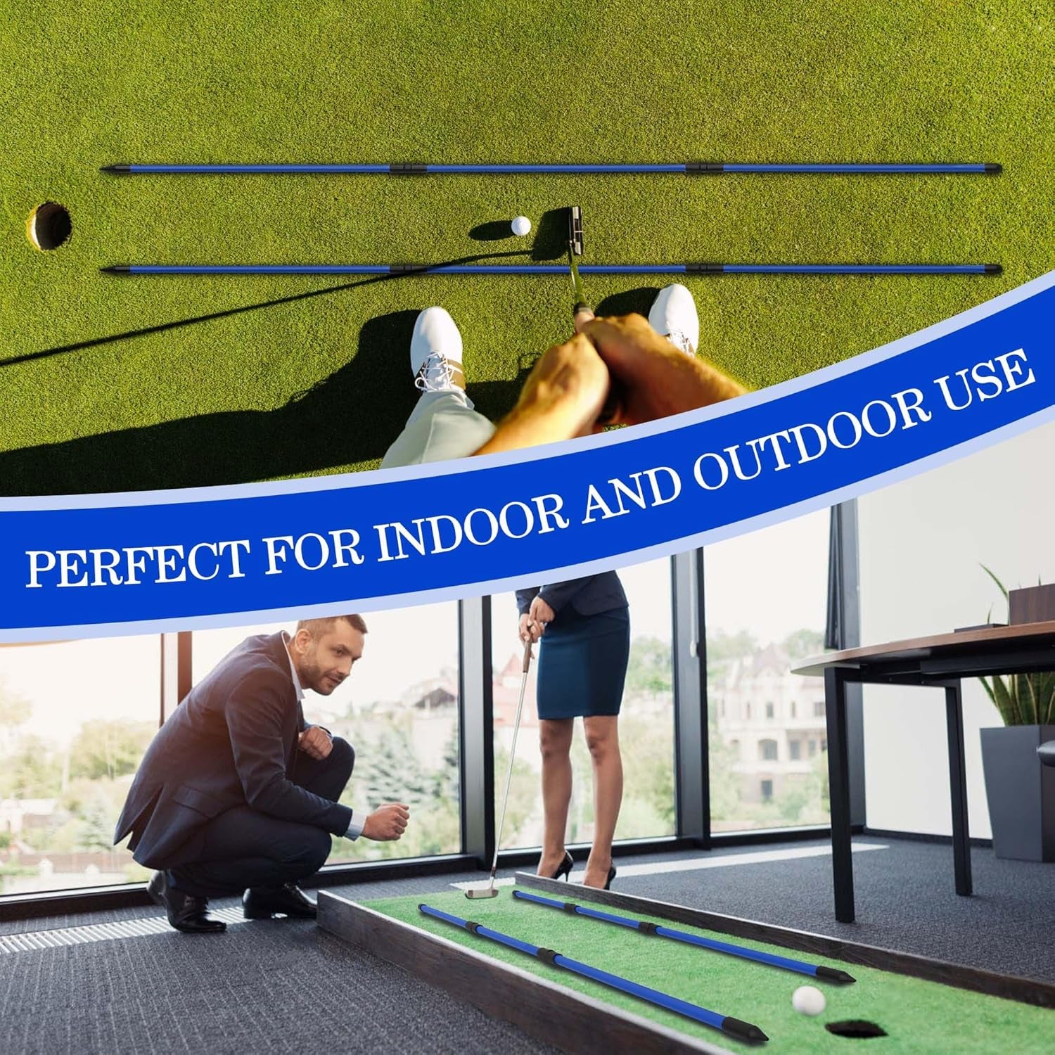 Upgrade Your Golf Game: 48" Collapsible Alignment Sticks - 2 Pack Training Aid for Perfect Aiming and Putting, Includes Clear Tube Case