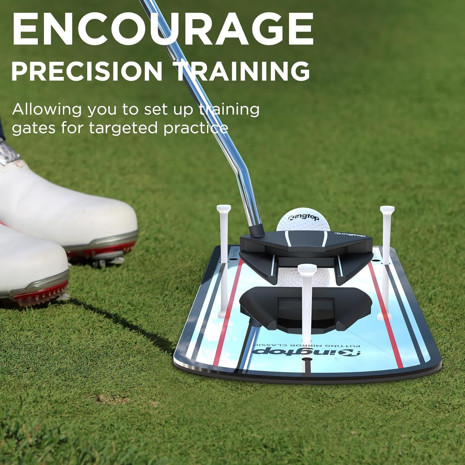 Golf Putting Mirror - Alignment Putting Training Aids for Consistency & Accuracy - Ideal for Indoor | Outdoor Practice, with Carry Bag and Golf Tees