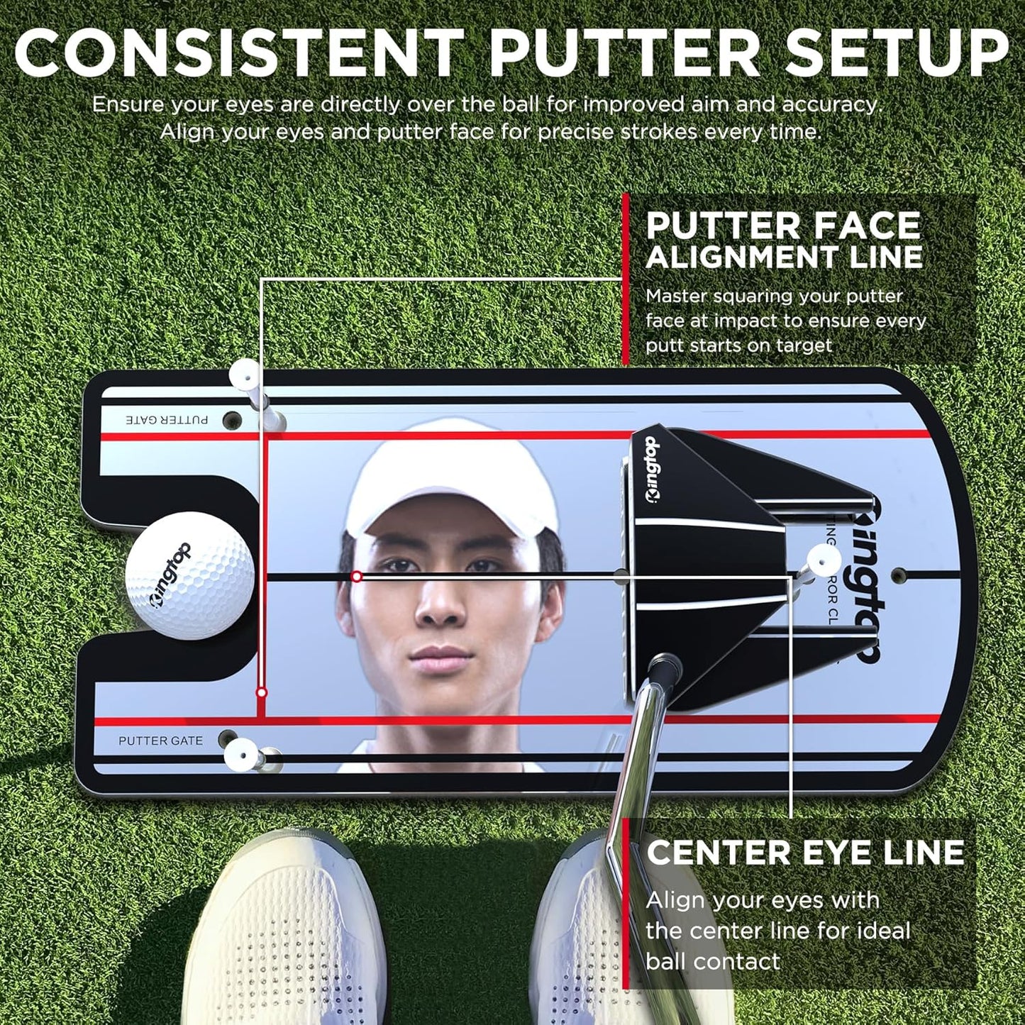 Golf Putting Mirror - Alignment Putting Training Aids for Consistency & Accuracy - Ideal for Indoor | Outdoor Practice, with Carry Bag and Golf Tees