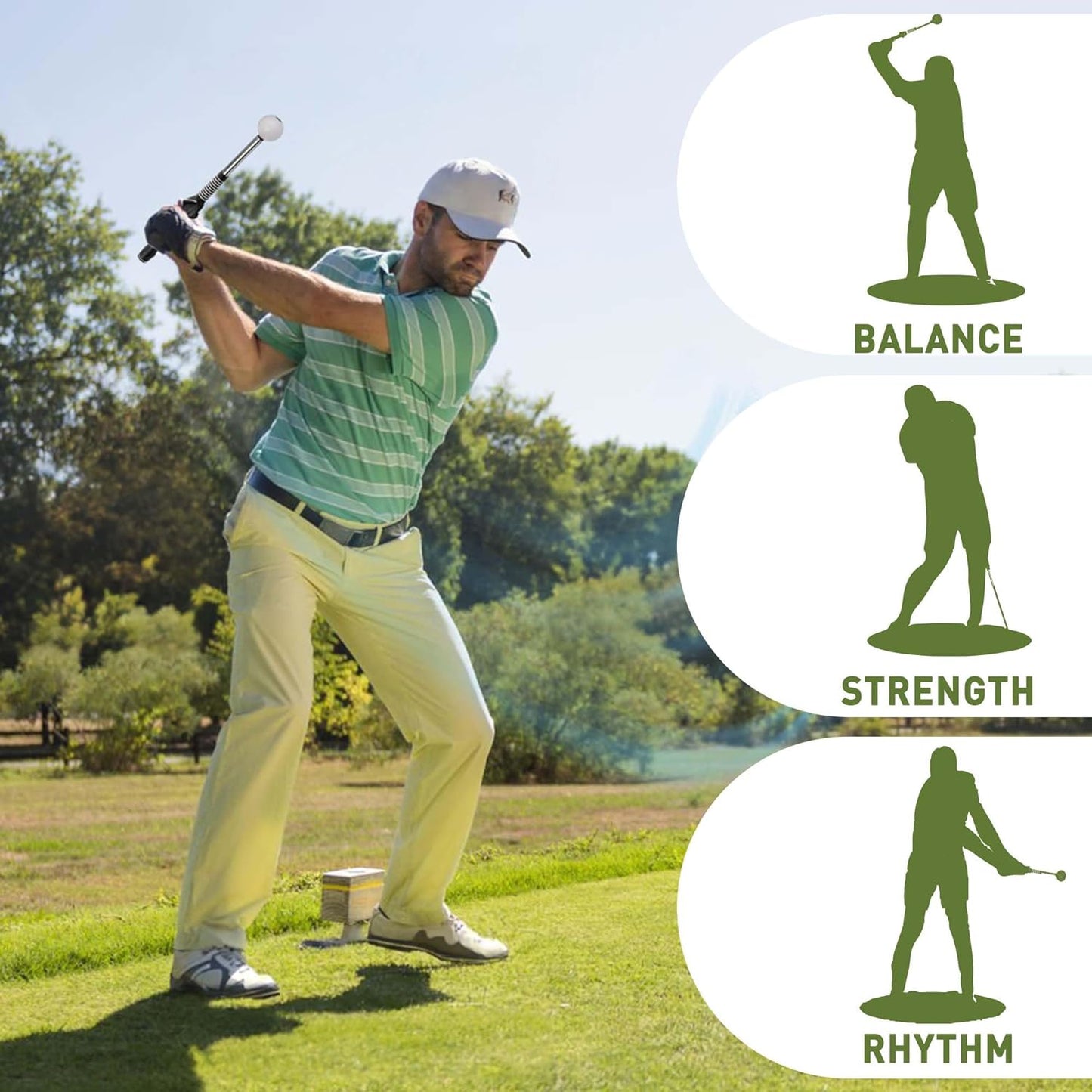 Ultimate Retractable Golf Swing Trainer - Right-Handed Grip Aid for Indoor Practice, Strength & Tempo Enhancement for Chipping and Hitting