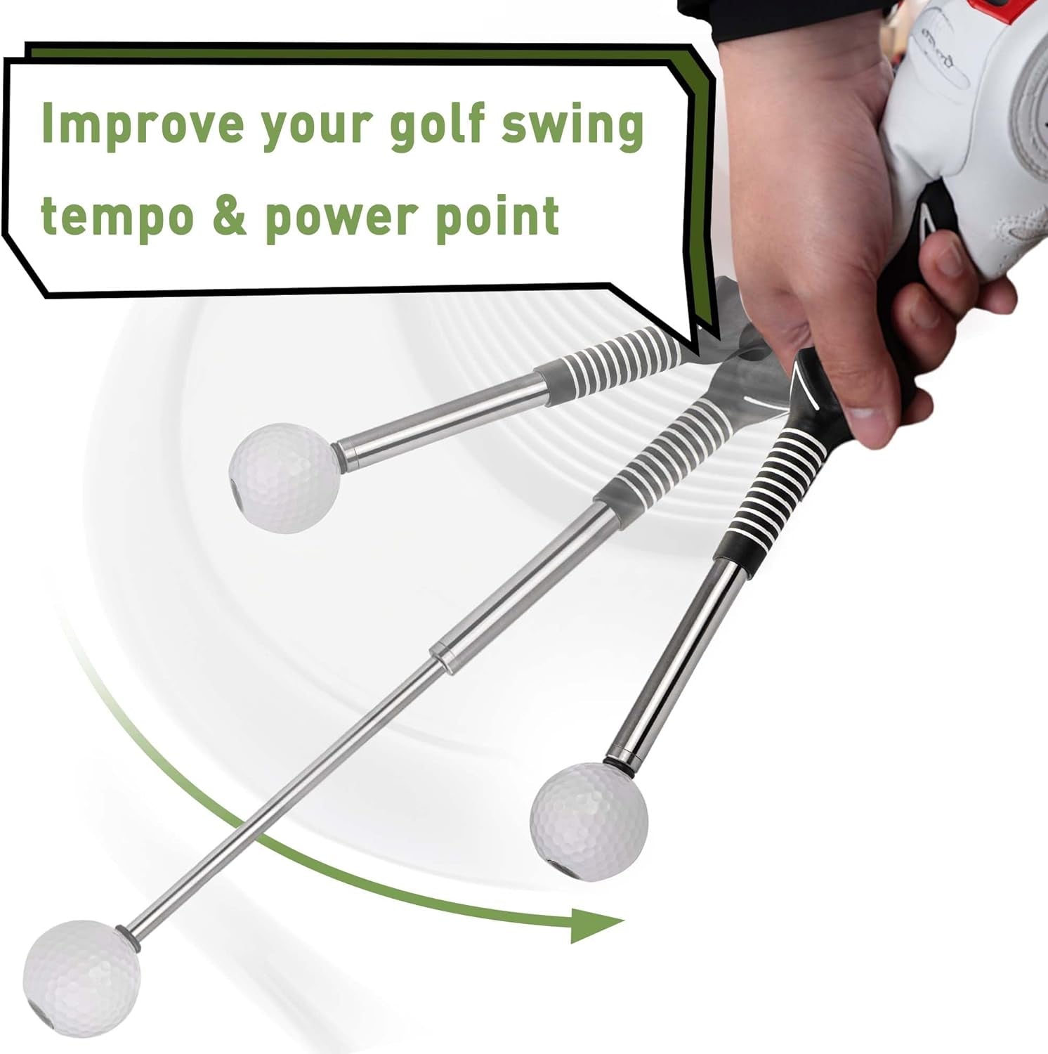 Ultimate Retractable Golf Swing Trainer - Right-Handed Grip Aid for Indoor Practice, Strength & Tempo Enhancement for Chipping and Hitting